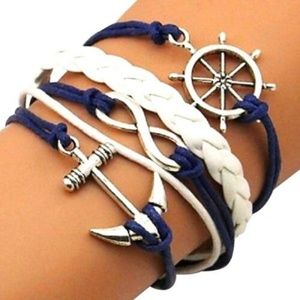 Anchor Steering Wheel Infinity Bracelet Blue White
